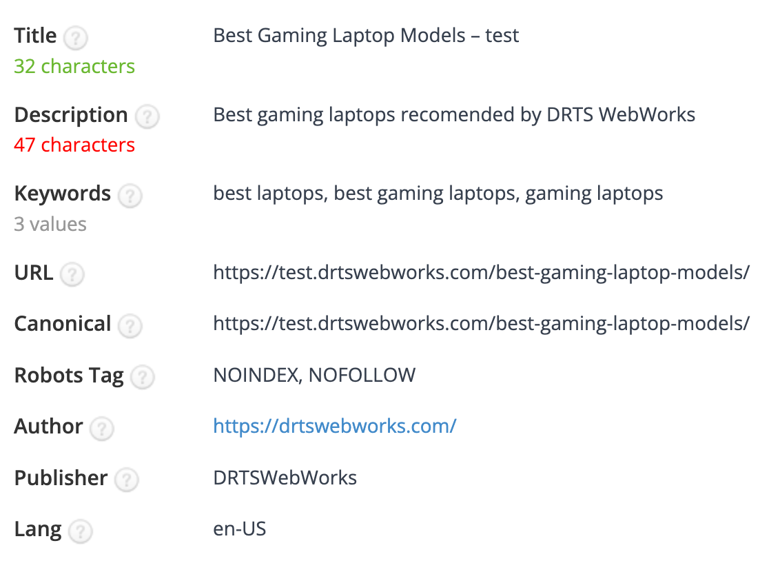 DRTSWebWorks SEO Metagenome