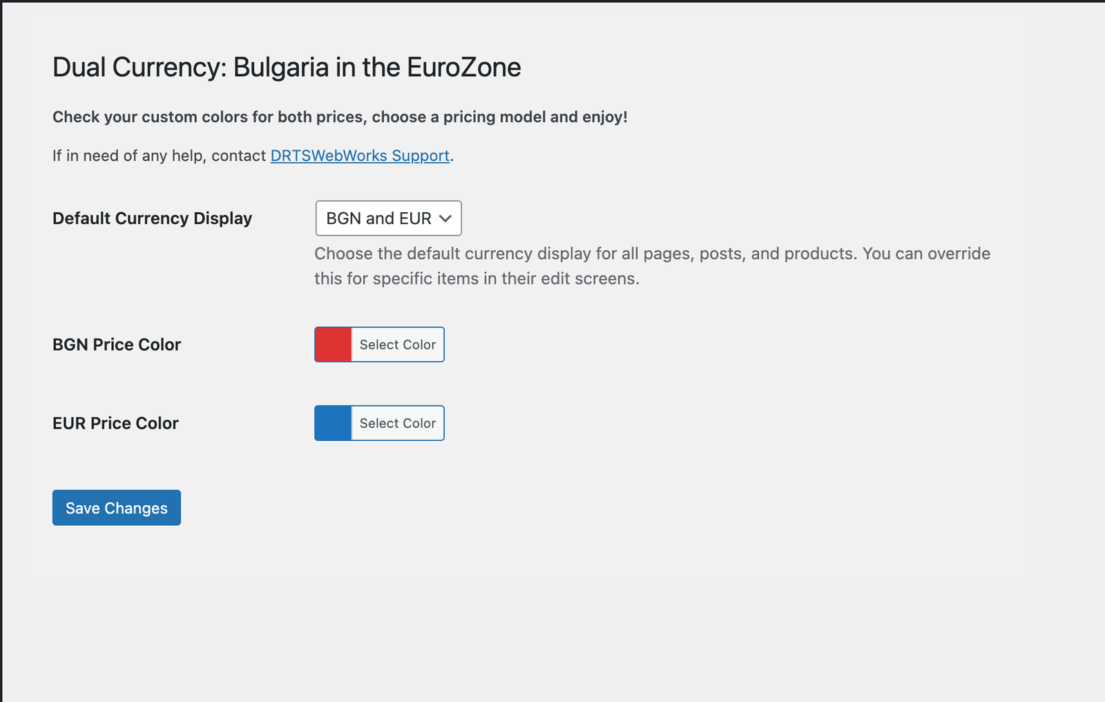 Dual Currency, Bulgaria in the EuroZone, BGN & EUR Price WordPress Plugin, WooCommerce Integration, WooCommerce, Custom Plugin Admin Page, WordPress Dashboard, WP Dashboard